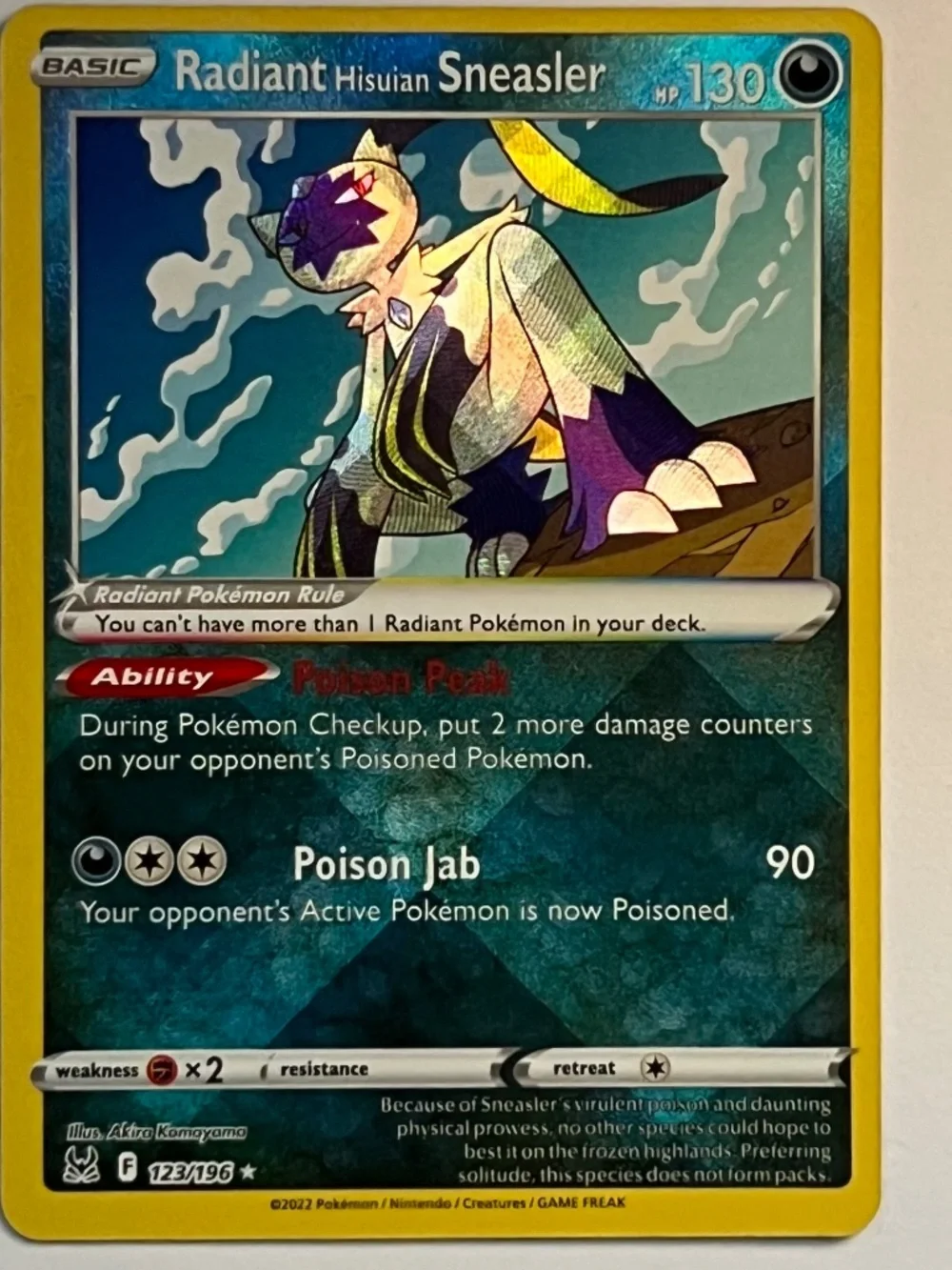 2 Pokemon Cards: Radiant Hawlucha & Radiant Hisuian Sneasler